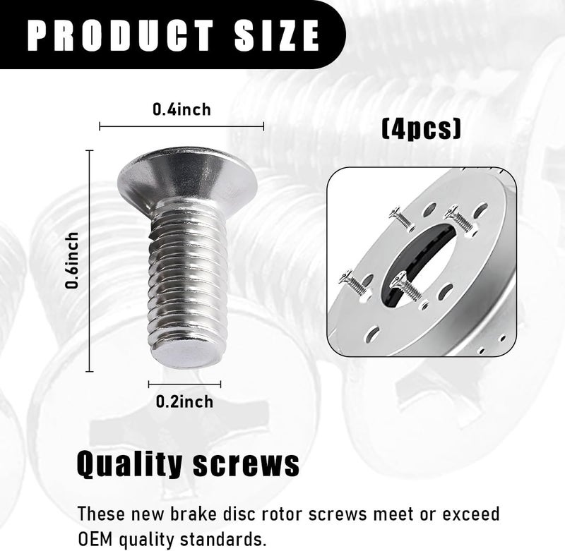 KVAEY 4PCS Stainless Steel Brake Disc Rotor Screws, 936000-6014-0H Brake Disc Retaining Screws for Front and Rear, Rotor Screw Replacement Fits Accord Civic Odyssey CR-Z MDX (4 PCS) - Image 2